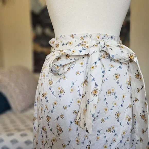 Antonio Melani Floral Cotton Wrap Skirt 10 Garden Party Tea Length Coquette - Picture 8 of 15